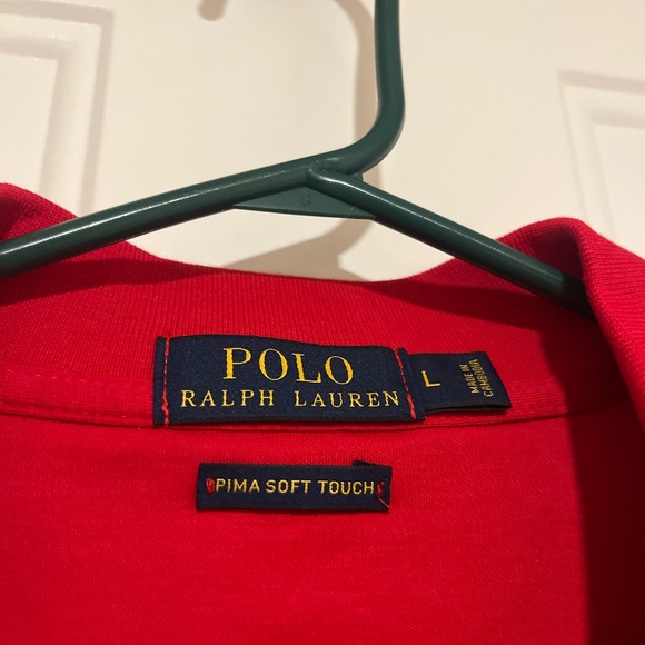 Polo Ralph Lauren Pima Soft Touch Polo Shirt 100% Cotton - Red - Mens Large - Picture 2 of 5